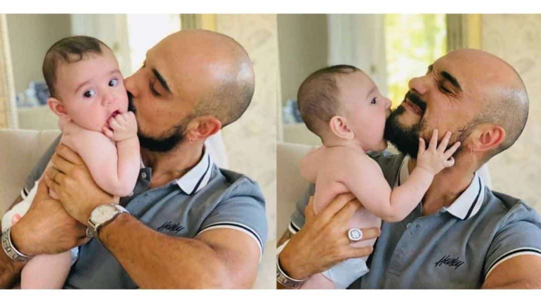 Abel Pintos derritió las redes comiéndose a besos con su bebé