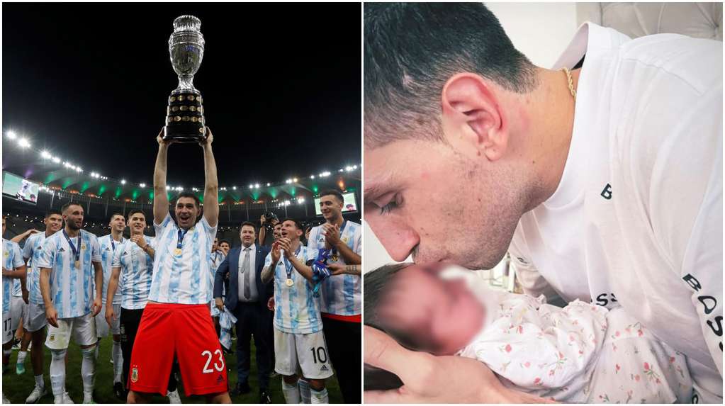El arquero Dibu Martínez pudo conocer a su hija que nació mientras él estaba con la Selección argentina