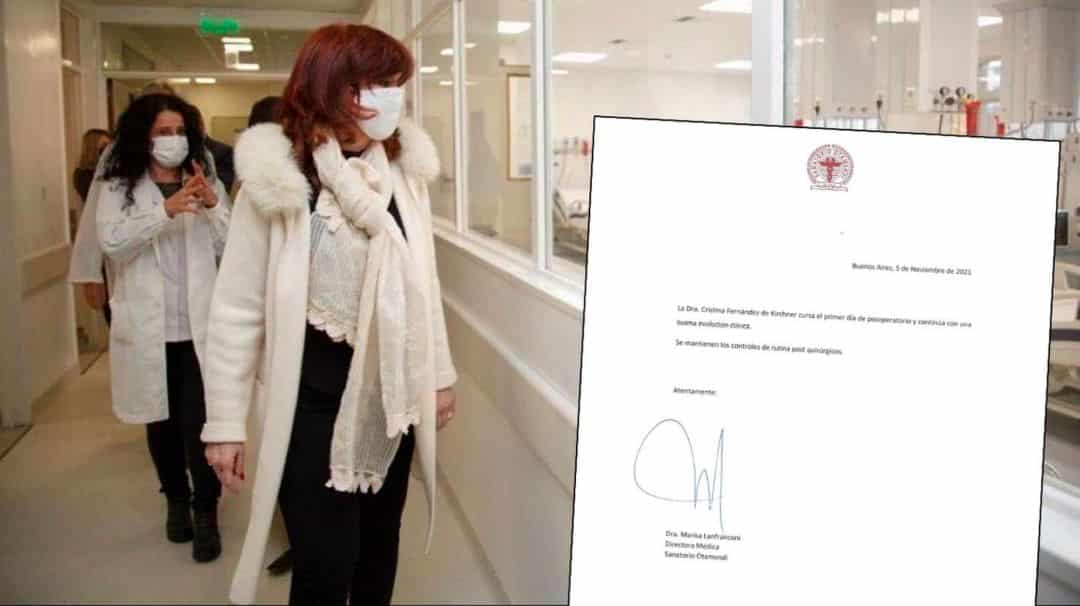Cristina Kirchner continúa con una buena evolución clínica tras su operación