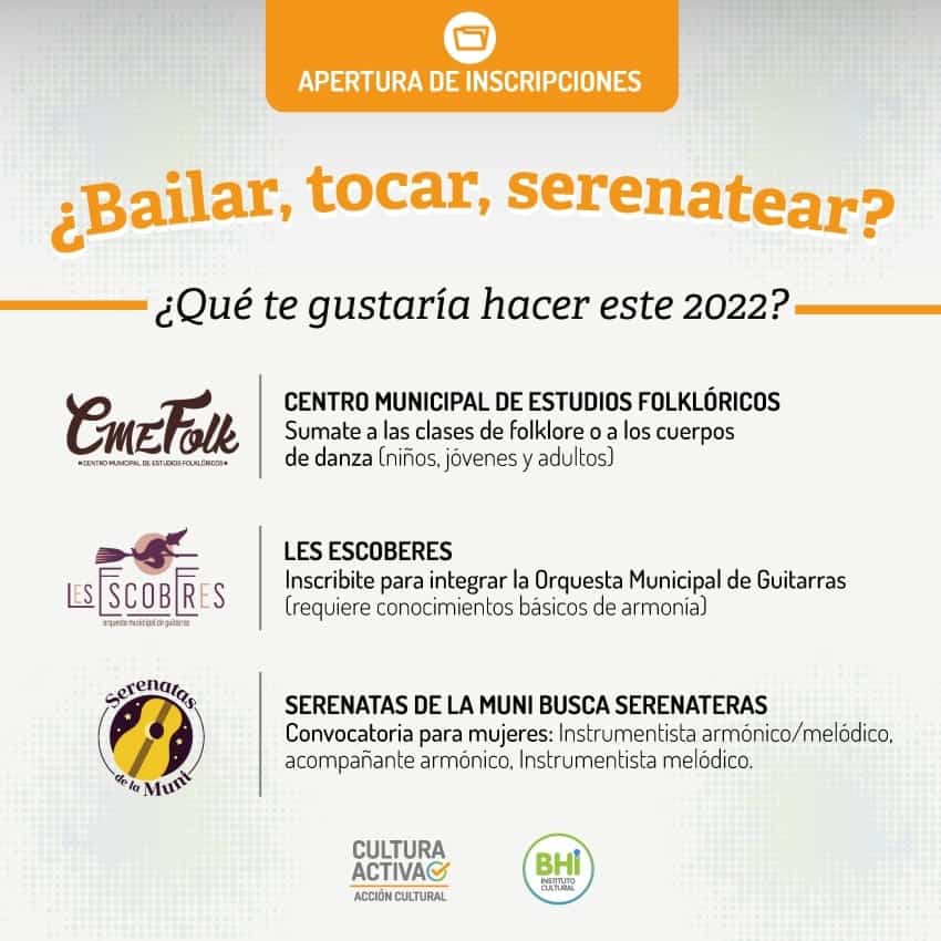 ¿Bailar, tocar la guitarra o serenatear? Convocatorias del Instituto Cultural