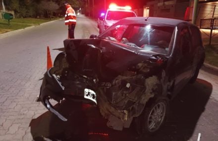 Se salvó de milagro: perdió el control de su auto y chocó contra un árbol en barrio Patagonia