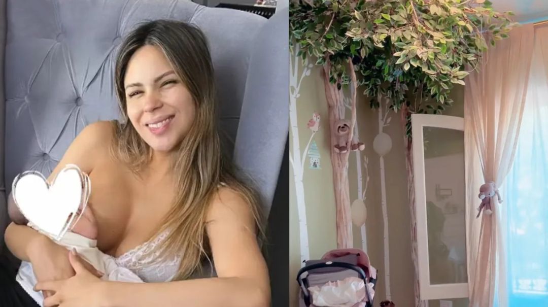 Techo de chapa y un árbol en la pared: Barby Franco mostró la inusual habitación de su beba