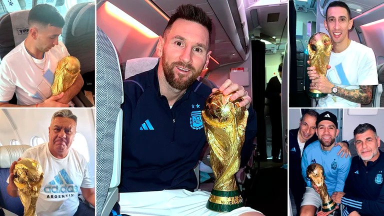 La intimidad del vuelo de los campeones: la sonrisa de Messi y la divertida frase de Dibu