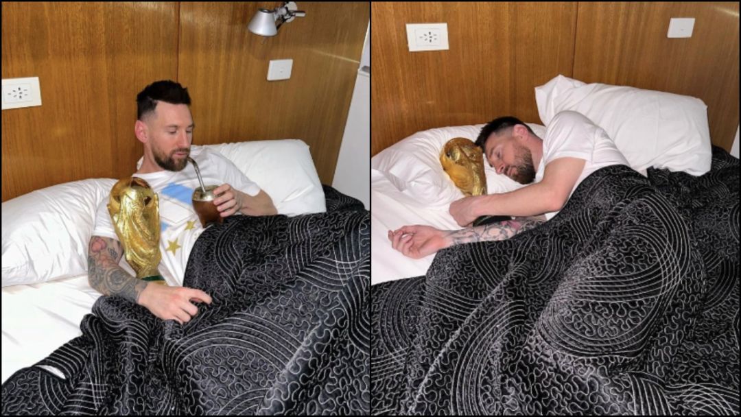 Con la Copa y el mate en la cama: así amaneció Messi