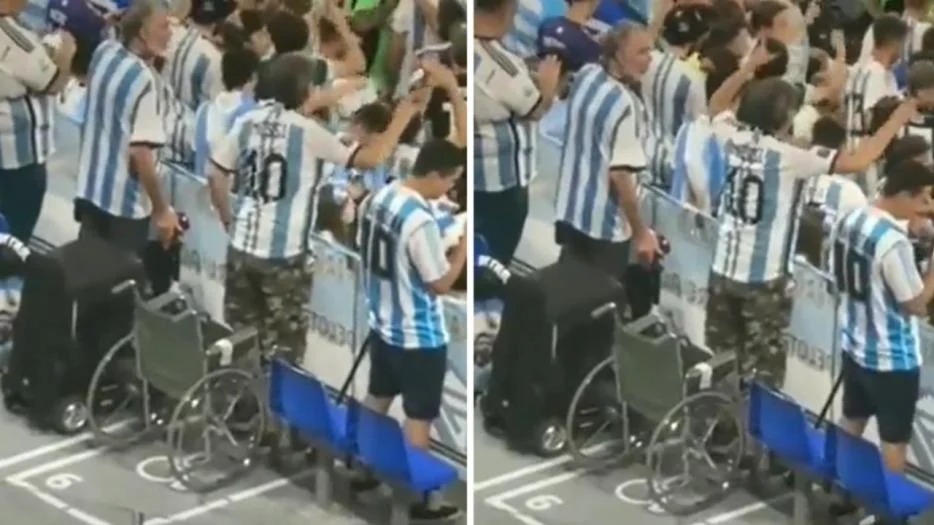 Fue a ver a la Selección en Qatar en silla de ruedas y terminó festejando el triunfo parado