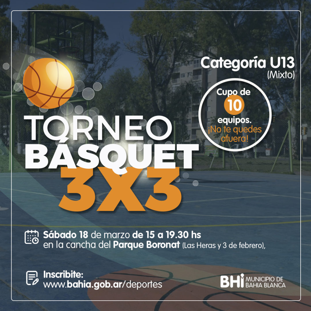 Básquet 3×3 Mixto – se viene un torneo en la cancha del Parque Boronat