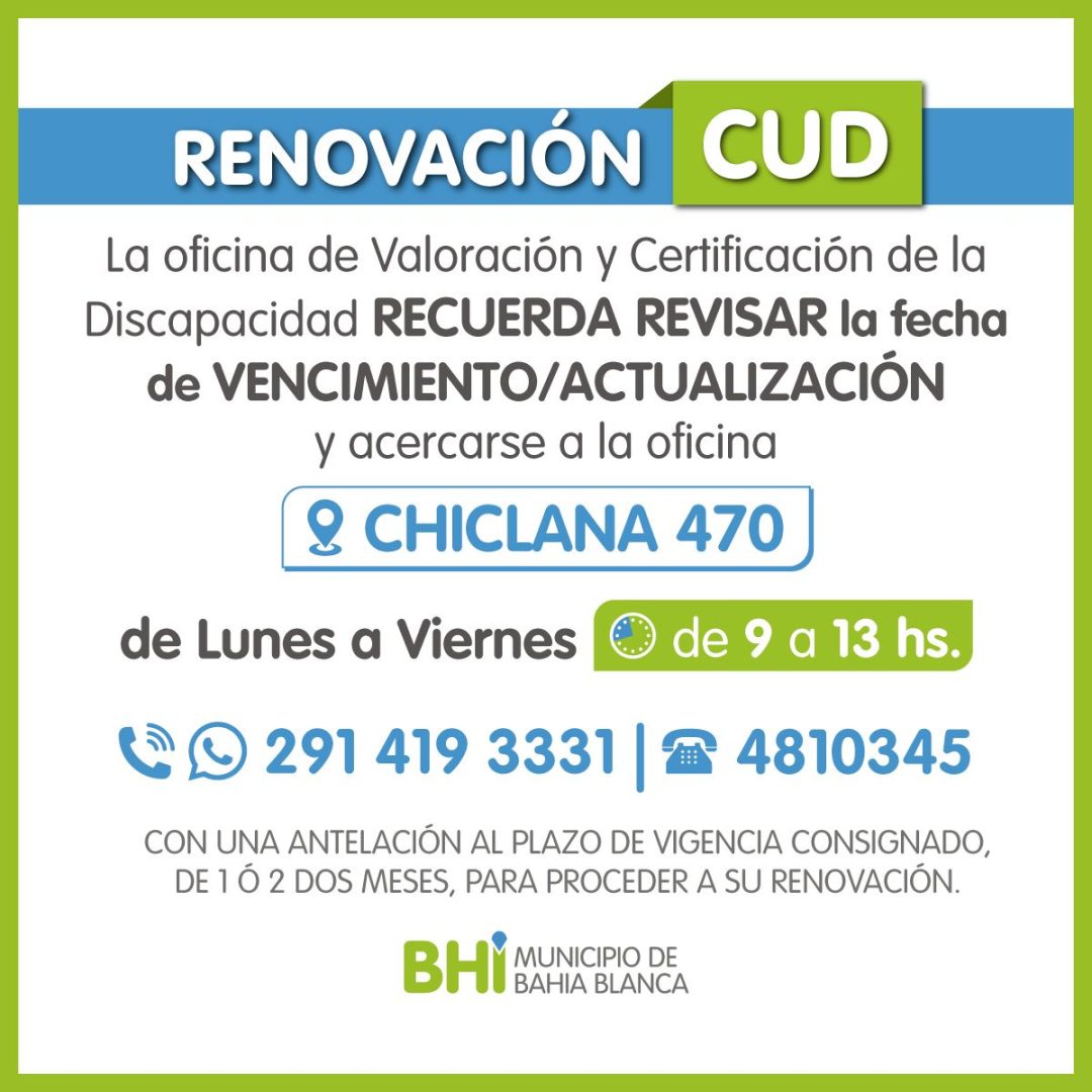 Renovación/actualización del Certificado Único de Discapacidad