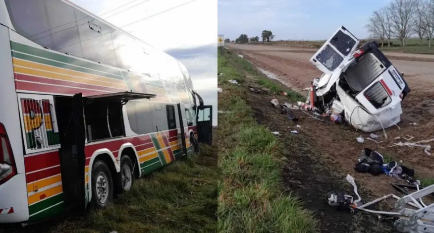 Accidente fatal: tres muertos al colisionar colectivo que venía a Bahía y una utilitaria