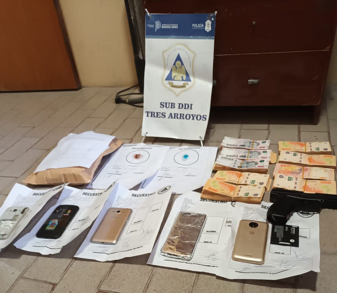 Tres Arroyos: en un allanamiento por robo encuentran cocaína y 1 millón de pesos
