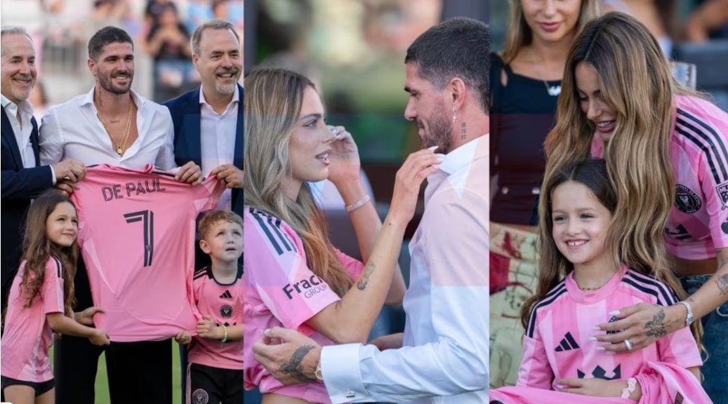 Rodrigo De Paul fue presentado en el Inter Miami: las fotos junto a Tini Stoessel y sus dos hijos
