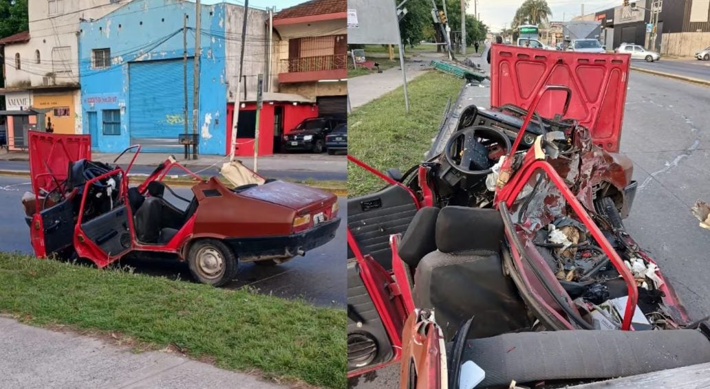 Imágenes estremecedoras: así quedó el Renault 12 en el que viajaba la pareja que murió en José C. Paz