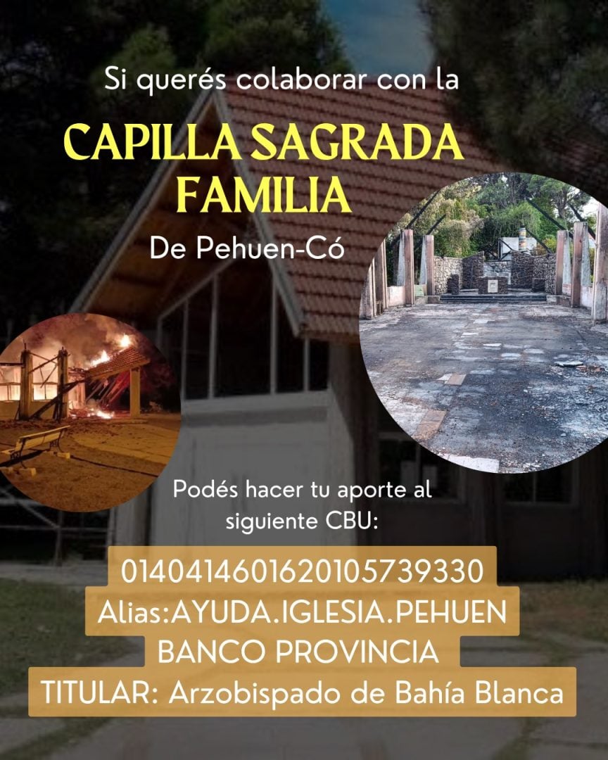 Se habilitó una cuenta bancaria para recibir ayudas para reconstruir la capilla de Pehuen Co
